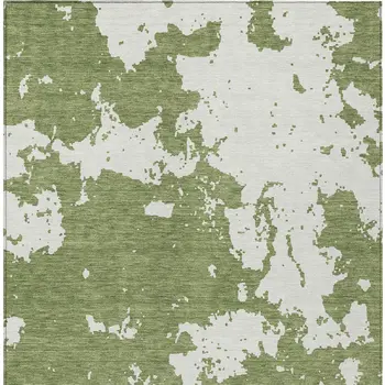 8' X 10' Green And Ivory Abstract Washable Indoor Outdoor Area Rug