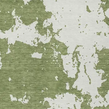 8' X 10' Green And Ivory Abstract Washable Indoor Outdoor Area Rug