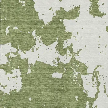 10' X 14' Green And Ivory Abstract Washable Indoor Outdoor Area Rug