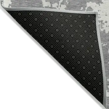 3' X 5' Gray And Ivory Abstract Washable Indoor Outdoor Area Rug