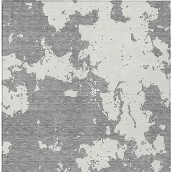 10' X 14' Gray And Ivory Abstract Washable Indoor Outdoor Area Rug