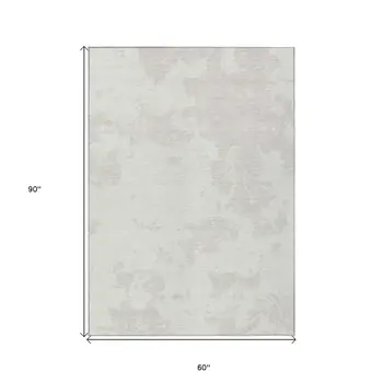 5' X 8' Ivory And Gray Abstract Washable Indoor Outdoor Area Rug