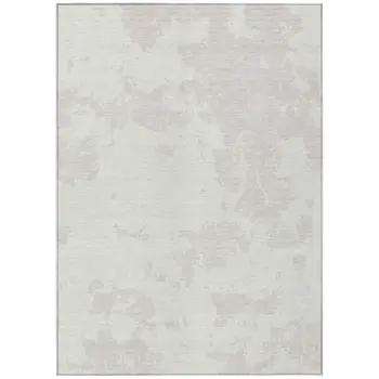 5' X 8' Ivory And Gray Abstract Washable Indoor Outdoor Area Rug