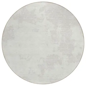 8' Ivory And Gray Round Abstract Washable Indoor Outdoor Area Rug