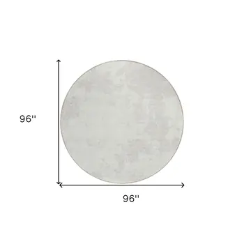 8' Ivory And Gray Round Abstract Washable Indoor Outdoor Area Rug