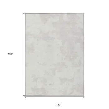 10' X 14' Ivory And Gray Abstract Washable Indoor Outdoor Area Rug