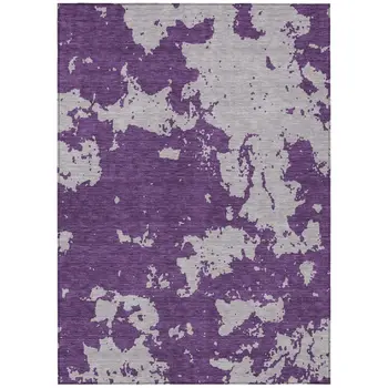 3' X 5' Purple And Lavender Abstract Washable Indoor Outdoor Area Rug