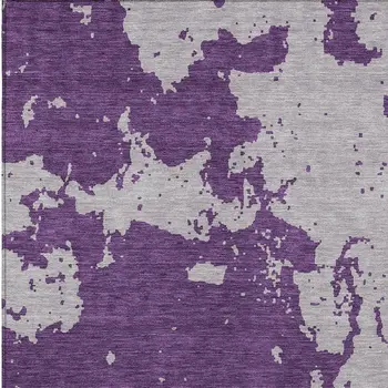 5' X 8' Purple And Lavender Abstract Washable Indoor Outdoor Area Rug