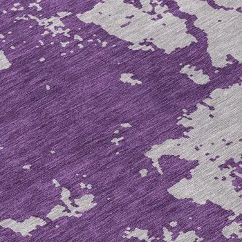 8' Purple And Lavender Round Abstract Washable Indoor Outdoor Area Rug