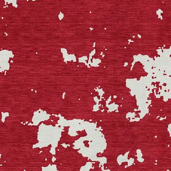 10' X 14' Red And Ivory Abstract Washable Indoor Outdoor Area Rug