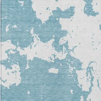 5' X 8' Sky Blue And Ivory Abstract Washable Indoor Outdoor Area Rug