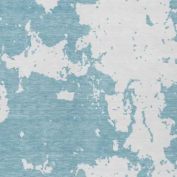 10' X 14' Sky Blue And Ivory Abstract Washable Indoor Outdoor Area Rug