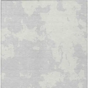 5' X 8' Silver And Gray Abstract Washable Indoor Outdoor Area Rug