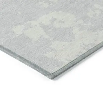 5' X 8' Silver And Gray Abstract Washable Indoor Outdoor Area Rug