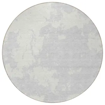 8' Silver And Gray Round Abstract Washable Indoor Outdoor Area Rug
