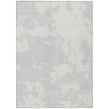 9' X 12' Silver And Gray Abstract Washable Indoor Outdoor Area Rug