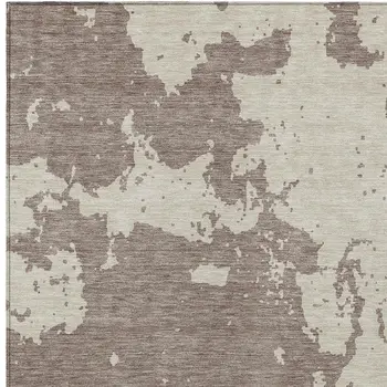 3' X 5' Taupe And Beige Abstract Washable Indoor Outdoor Area Rug