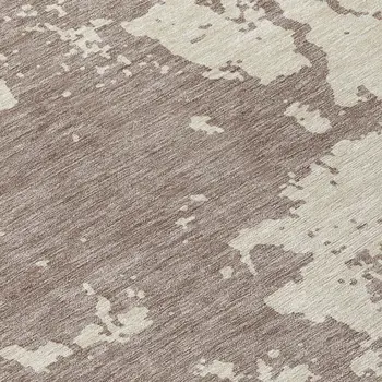 8' Taupe And Beige Round Abstract Washable Indoor Outdoor Area Rug