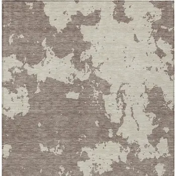 10' X 14' Taupe And Beige Abstract Washable Indoor Outdoor Area Rug