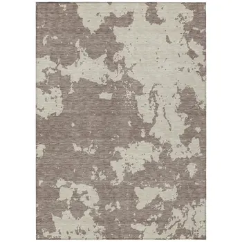 10' X 14' Taupe And Beige Abstract Washable Indoor Outdoor Area Rug