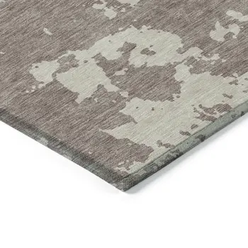 10' X 14' Taupe And Beige Abstract Washable Indoor Outdoor Area Rug