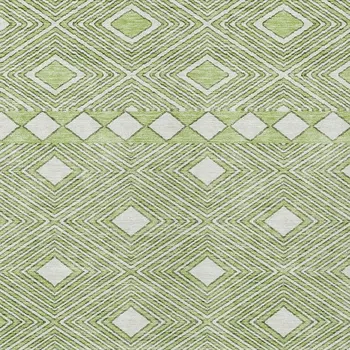 3' X 5' Artichoke Green And Ivory Geometric Washable Indoor Outdoor Area Rug