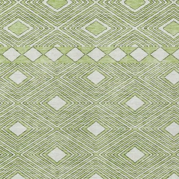 5' X 8' Artichoke Green And Ivory Geometric Washable Indoor Outdoor Area Rug