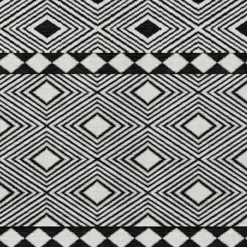 10' X 14' Black And Ivory Geometric Washable Indoor Outdoor Area Rug