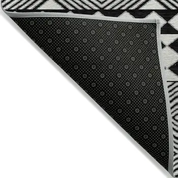 10' X 14' Black And Ivory Geometric Washable Indoor Outdoor Area Rug