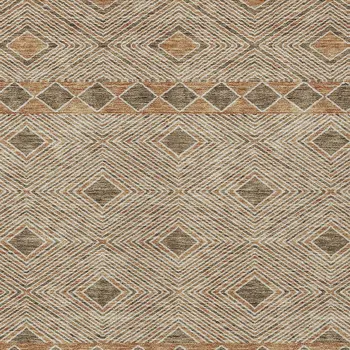 8' X 10' Brown And Beige Geometric Washable Indoor Outdoor Area Rug