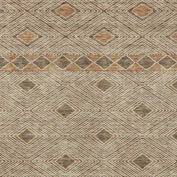 10' X 14' Brown And Beige Geometric Washable Indoor Outdoor Area Rug