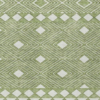 3' X 5' Green And Ivory Geometric Washable Indoor Outdoor Area Rug