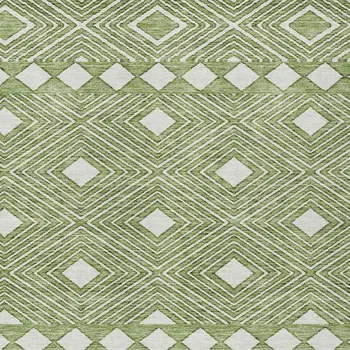 5' X 8' Green And Ivory Geometric Washable Indoor Outdoor Area Rug
