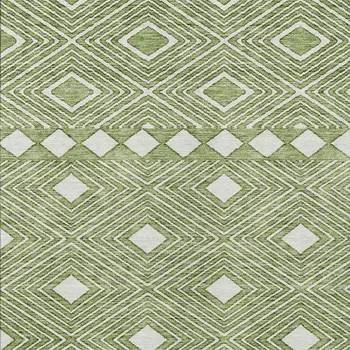 10' X 14' Green And Ivory Geometric Washable Indoor Outdoor Area Rug