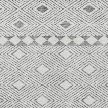 5' X 8' Gray And Ivory Geometric Washable Indoor Outdoor Area Rug