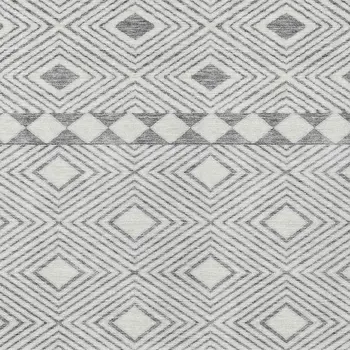 8' X 10' Gray And Ivory Geometric Washable Indoor Outdoor Area Rug