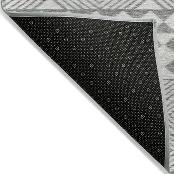 10' X 14' Gray And Ivory Geometric Washable Indoor Outdoor Area Rug