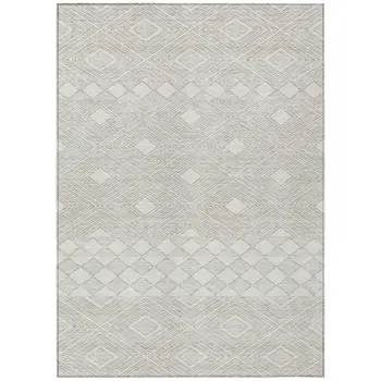 3' X 5' Ivory And Gray Geometric Washable Indoor Outdoor Area Rug