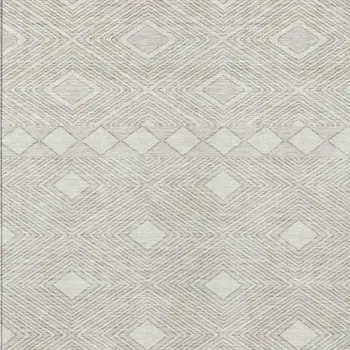 3' X 5' Ivory And Gray Geometric Washable Indoor Outdoor Area Rug