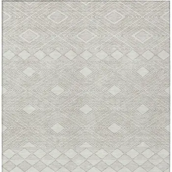 8' X 10' Ivory And Gray Geometric Washable Indoor Outdoor Area Rug