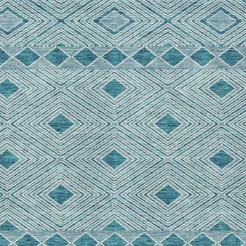 8' X 10' Teal Blue And Aqua Geometric Washable Indoor Outdoor Area Rug