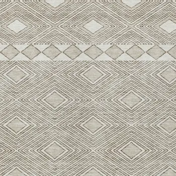 5' X 8' Taupe And Ivory Geometric Washable Indoor Outdoor Area Rug