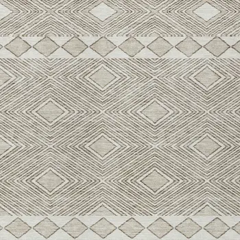 10' X 14' Taupe And Ivory Geometric Washable Indoor Outdoor Area Rug