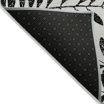 9' X 12' Black And Ivory Floral Washable Indoor Outdoor Area Rug