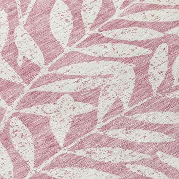 8' Blush And Ivory Round Floral Washable Indoor Outdoor Area Rug