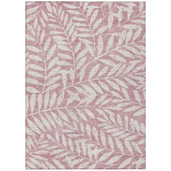9' X 12' Blush And Ivory Floral Washable Indoor Outdoor Area Rug
