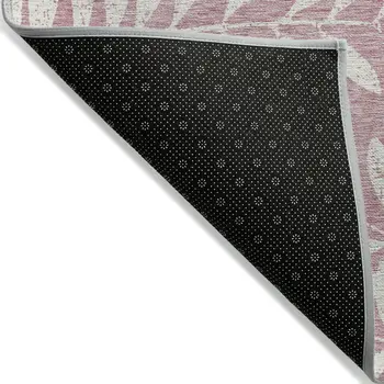 9' X 12' Blush And Ivory Floral Washable Indoor Outdoor Area Rug