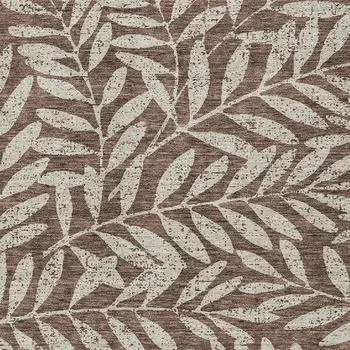 3' X 5' Brown And Beige Floral Washable Indoor Outdoor Area Rug