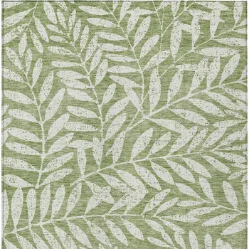 3' X 5' Green And Ivory Floral Washable Indoor Outdoor Area Rug