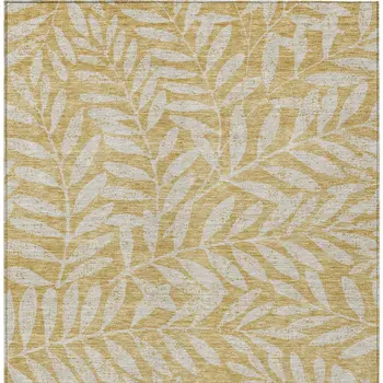 5' X 8' Gold And Gray Floral Washable Indoor Outdoor Area Rug